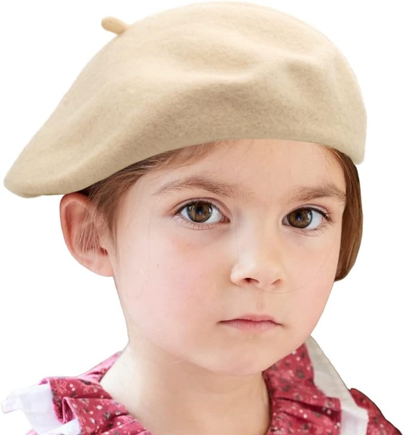Wheebo Berets for Kids Wool French Beret Hats Artist Painter Hats for Little Girls Boys Solid Color Style - Image 1